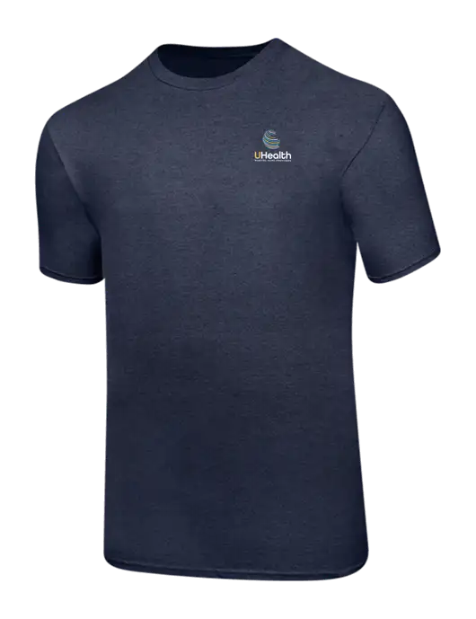 Ring Spun Heather Navy 4.5 oz T-Shirt w/Uhealth Logo