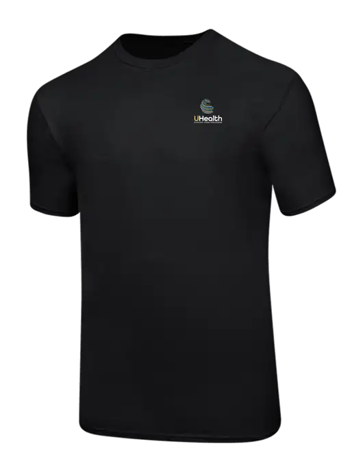 Ring Spun Jet Black 4.5 oz T-Shirt w/Uhealth Logo