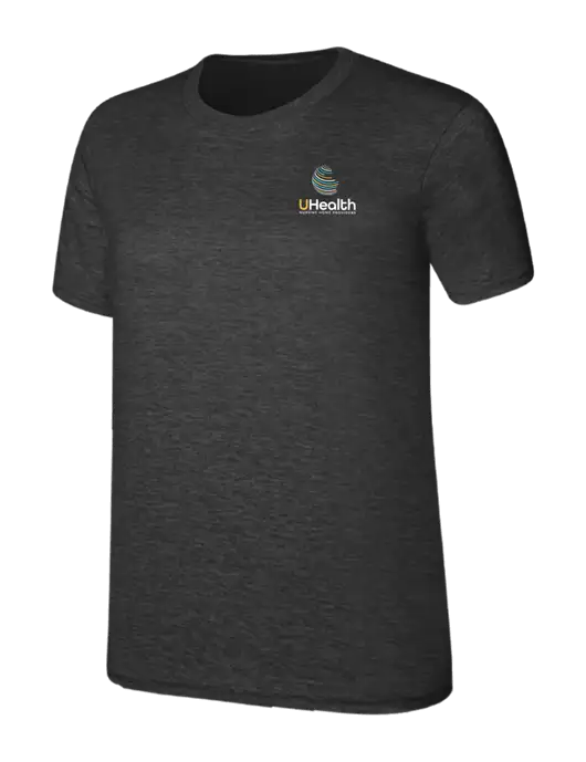 Womens Ring Spun Dark Heather Grey 4.5 oz T-Shirt w/Uhealth Logo