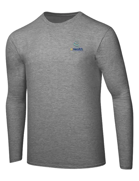 Ring Spun Light Heather Grey 4.5 oz Long Sleeve T-Shirt w/Uhealth Logo