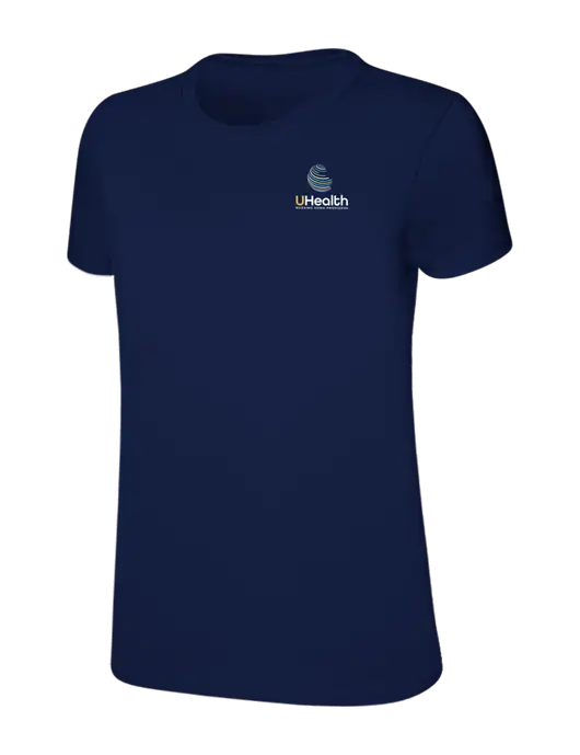 Womens Ring Spun Navy 4.5 oz T-Shirt w/Uhealth Logo