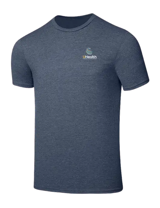 Seriously Soft Heathered Navy T-Shirt w/Uhealth Logo
