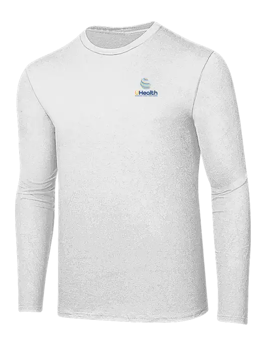 Ring Spun White 4.5 oz Long Sleeve T-Shirt w/Uhealth Logo