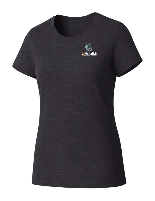 Womens Seriously Soft Heathered Charcoal T-Shirt w/Uhealth Logo