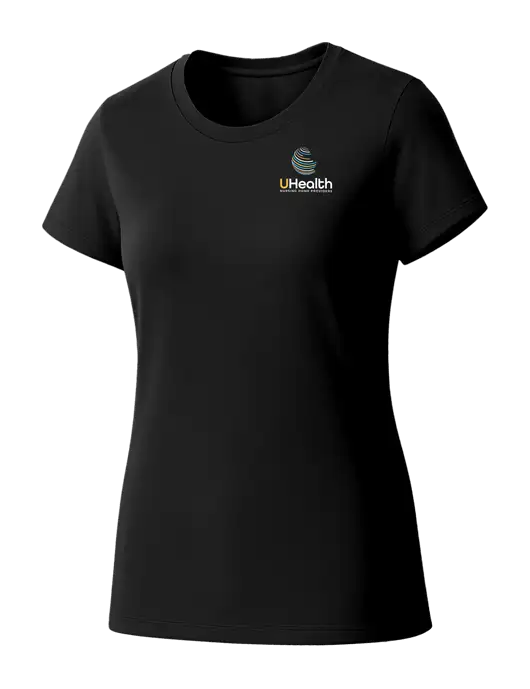 Womens Seriously Soft Black T-Shirt w/Uhealth Logo