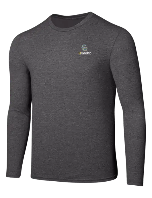 Seriously Soft Heathered Charcoal Long Sleeve T-Shirt w/Uhealth Logo