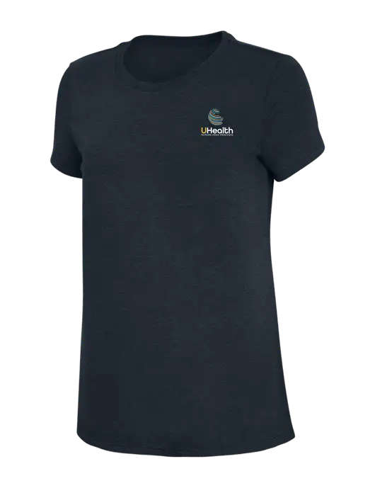 Womens Simply Soft Navy 4.5oz Poly/Combed Ring Spun Cotton T-Shirt w/Uhealth Logo