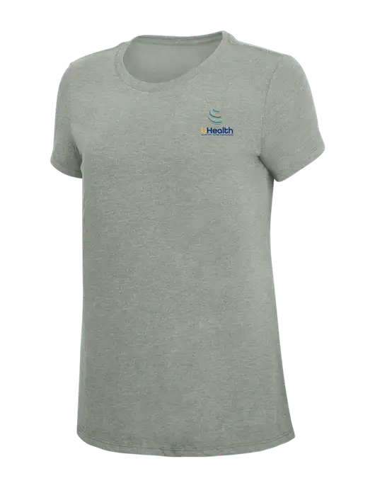 Womens Simply Soft Grey Frost 4.5oz  Poly/Combed Ring Spun Cotton T-Shirt w/Uhealth Logo