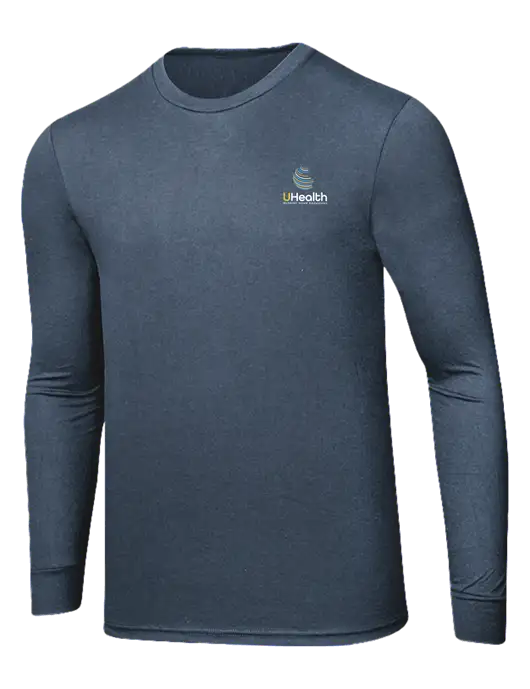 Simply Soft Long Sleeve Navy Frost 4.5 oz, Poly/Combed Ring Spun Cotton T-Shirt w/Uhealth Logo