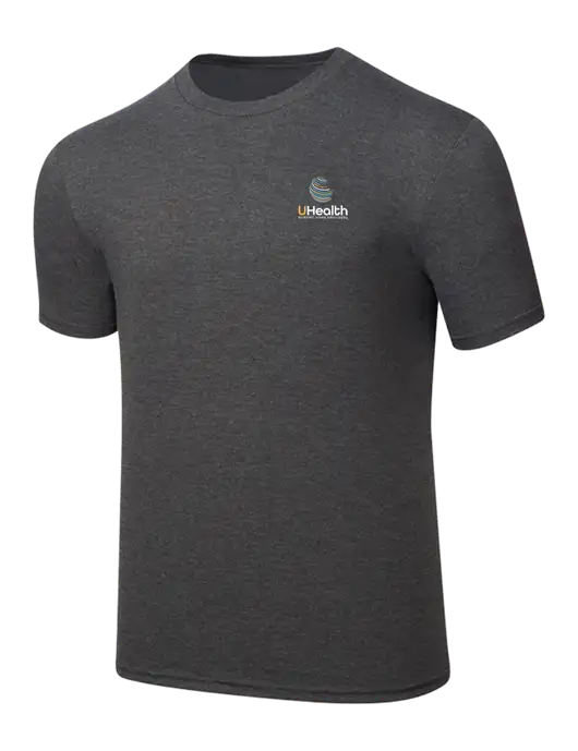 Simply Soft Heathered Charcoal 4.5oz  Poly/Combed Ring Spun Cotton T-Shirt w/Uhealth Logo