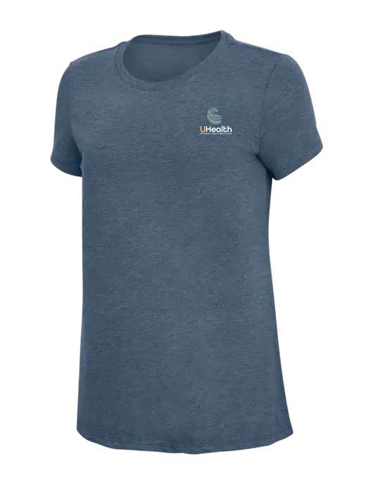 Womens Simply Soft Navy Frost 4.5oz  Poly/Combed Ring Spun Cotton T-Shirt w/Uhealth Logo