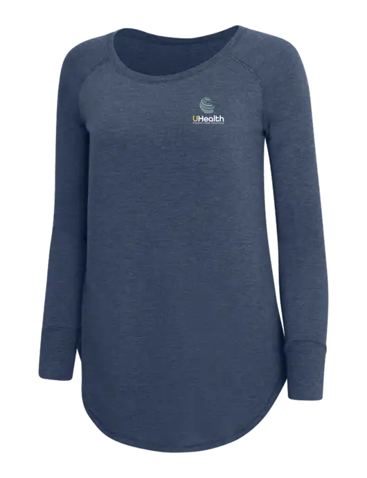 Womens Perfect Wide Collar Tunic Tri-Blend Navy Frost 4.5 oz T-Shirt w/Uhealth Logo