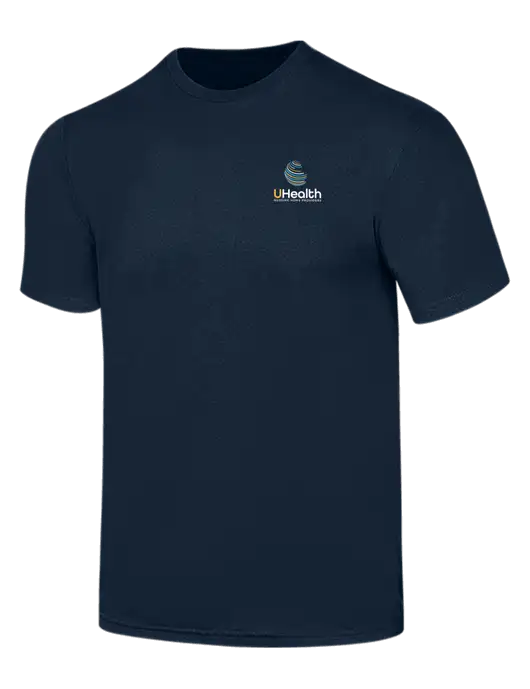 Simply Soft Navy 4.5oz  Poly/Combed Ring Spun Cotton T-Shirt w/Uhealth Logo