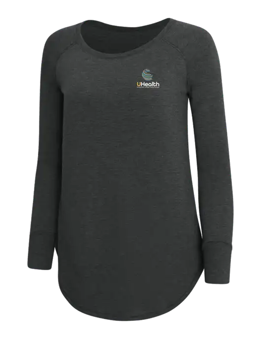 Womens Perfect Wide Collar Tunic Tri-Blend Black Frost 4.5 oz T-Shirt w/Uhealth Logo