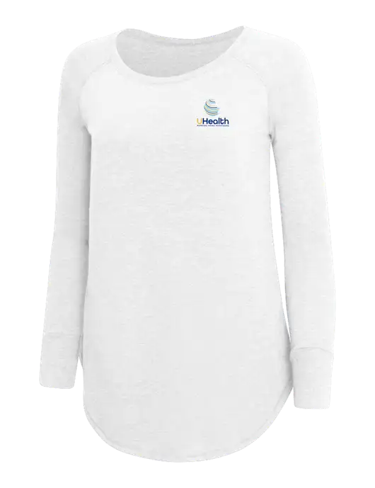 Womens Perfect Wide Collar Tunic Tri-Blend White 4.5 oz T-Shirt w/Uhealth Logo