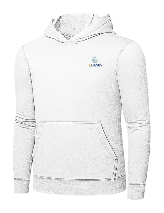 White 7.8 oz Ring Spun Hooded Sweatshirt w/Uhealth Logo