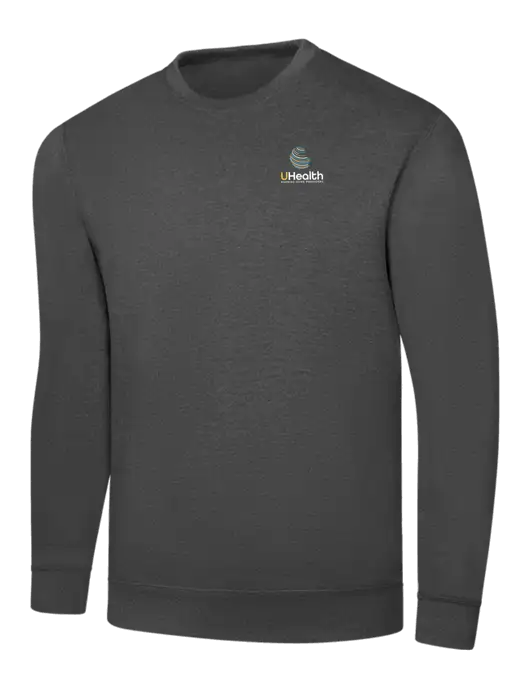Charcoal 7.8 oz Ring Spun Crew Sweatshirt w/Uhealth Logo