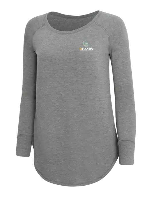 Womens Perfect Wide Collar Tunic Tri-Blend Grey Frost 4.5 oz T-Shirt w/Uhealth Logo