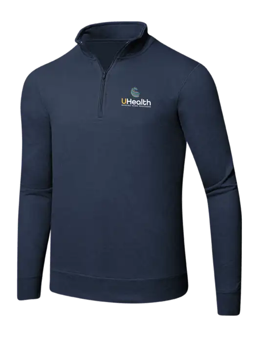 Team Navy 8.5 oz Ring Spun 1/4 Zip Pullover Sweatshirt w/Uhealth Logo