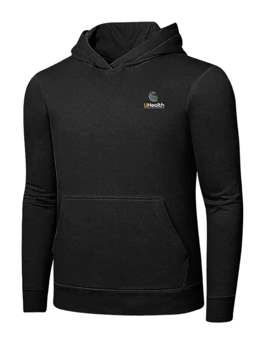 Jet Black 7.8 oz Ring Spun Hooded Sweatshirt w/Uhealth Logo