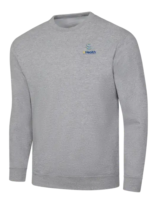 Light Grey Heather 7.8 oz Ring Spun Crew Sweatshirt w/Uhealth Logo
