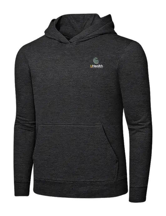 Dark Heather Grey 7.8 oz Ring Spun Hooded Sweatshirt w/Uhealth Logo