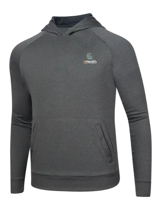 Tech Graphite Heather Fleece Hooded Sweatshirt w/Uhealth Logo