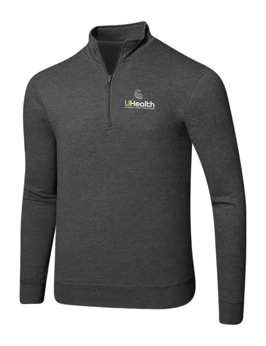 Dark Heather Grey 8.5 oz Ring Spun 1/4 Zip Pullover Sweatshirt w/Uhealth Logo
