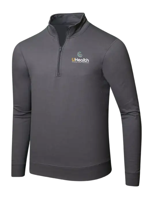 Charcoal 8.5 oz Ring Spun 1/4 Zip Pullover Sweatshirt w/Uhealth Logo
