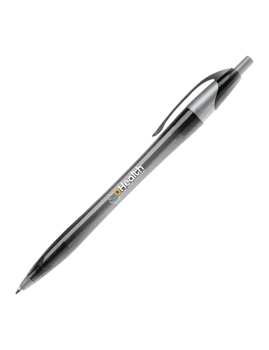 Novella Translucent Black/Silver Jewel Pen - Blue Ink w/Uhealth Logo