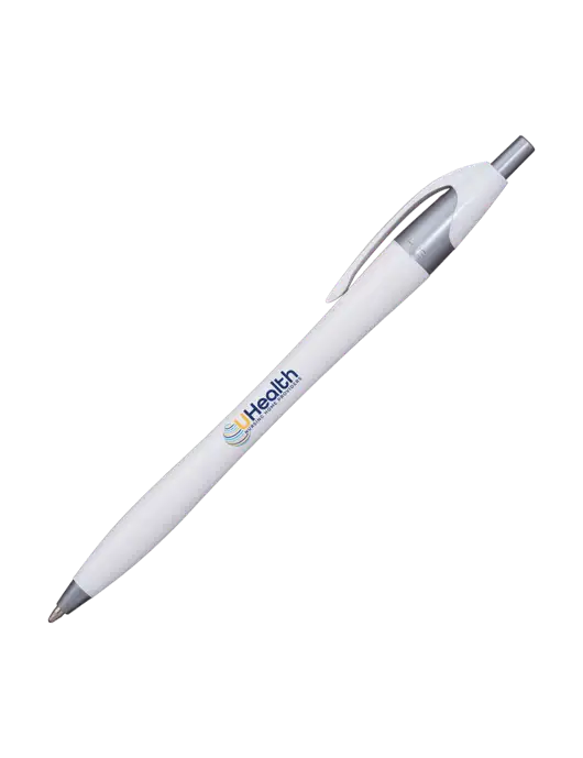 Novella White/Silver Shimmer Pen - Blue Ink w/Uhealth Logo