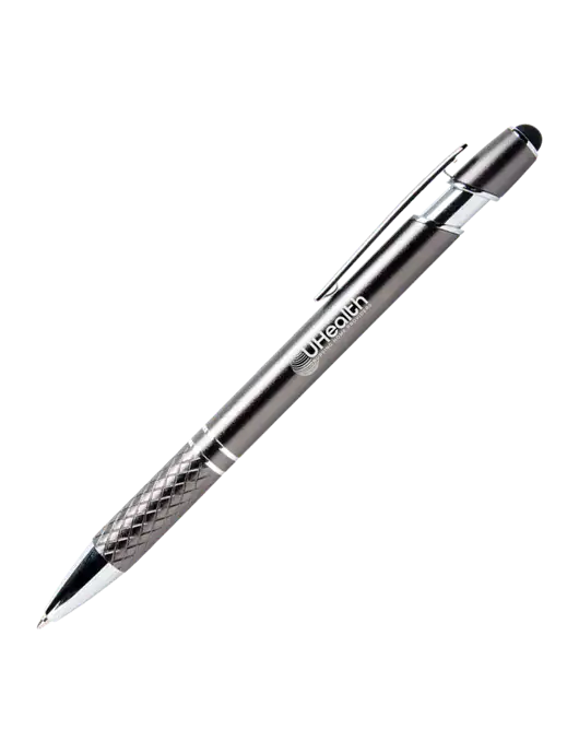 Valencia Gunmetal Stylus Pen - Black Ink w/Uhealth Logo