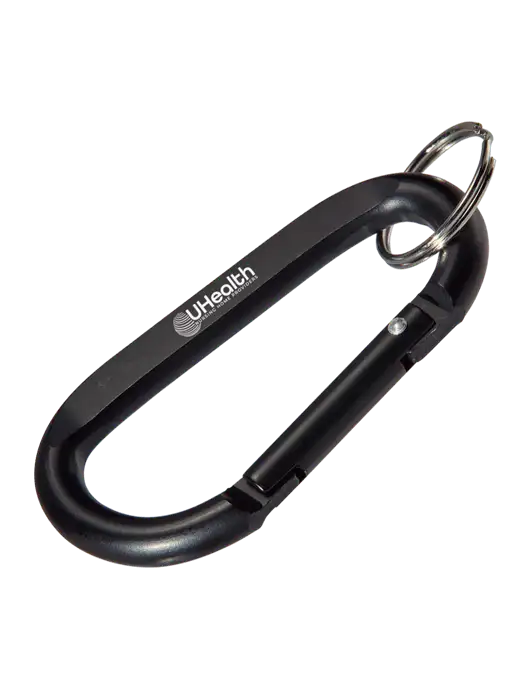 Black Carabiner & Key Ring w/Uhealth Logo