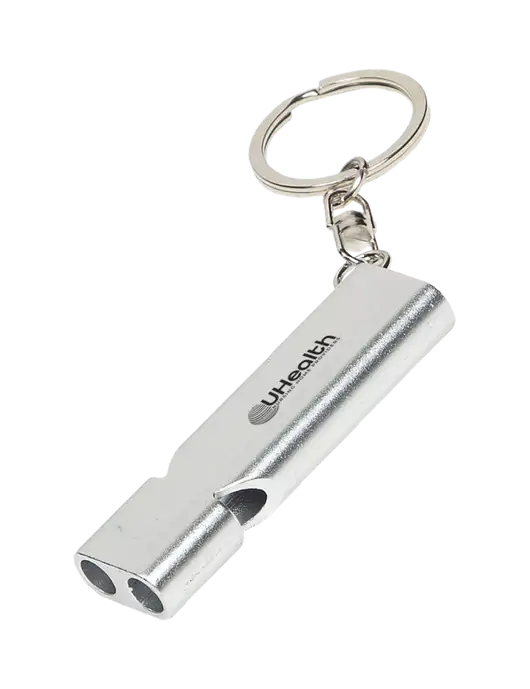 Quick Alert Silver Safety Whistle w/Uhealth Logo