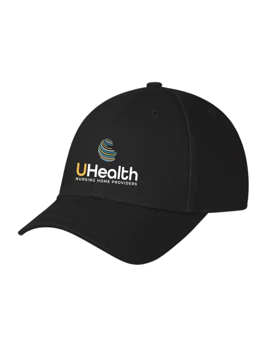 Black Structured Cap Hook & Loop w/Uhealth Logo