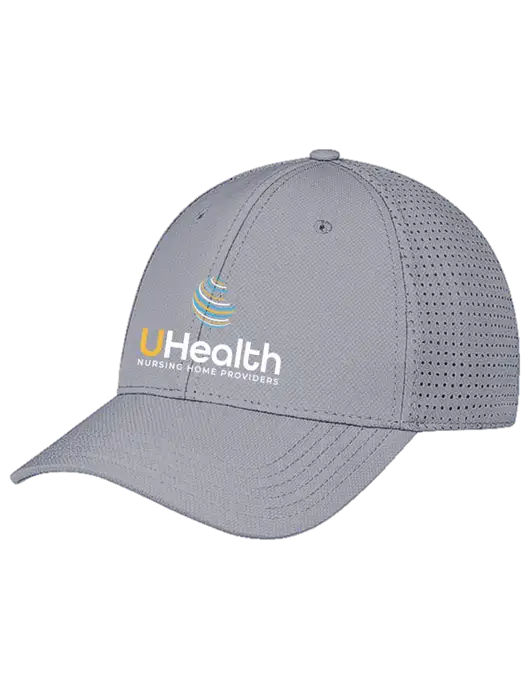 Grey Performance Stretchable Cap Hook & Loop w/Uhealth Logo