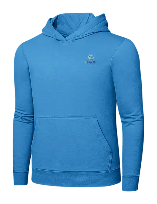 Light Aqua Blue 7.8 oz Ring Spun Hooded Sweatshirt w/Uhealth Logo