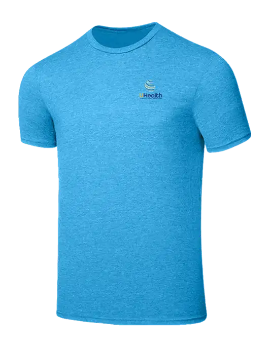 Seriously Soft Heathered Sapphire Blue T-Shirt w/Uhealth Logo