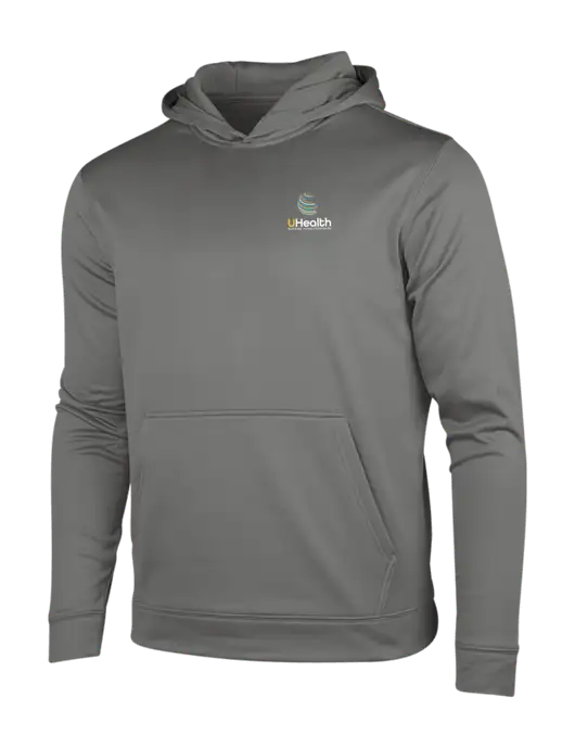 Dark Smoke Grey Sport-Wick Fleece Hooded Pullover w/Uhealth Logo
