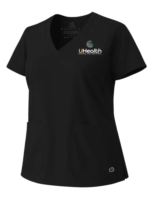 Wink Black Womens WorkFlex V-Neck Top w/Uhealth Logo