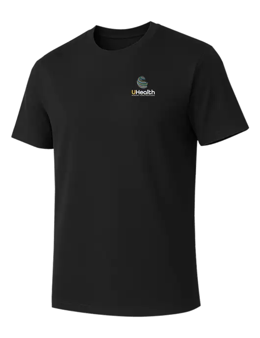 Allmade Deep Black Organic Cotton Tee w/Uhealth Logo