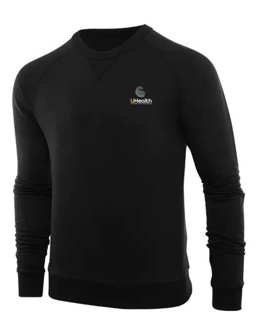 Allmade Deep Black Organic French Terry Crewneck Sweatshirt w/Uhealth Logo