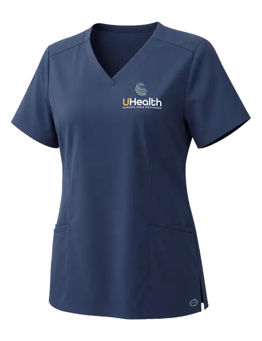 Wink Womens Navy Premiere Flex V-Neck Top w/Uhealth Logo