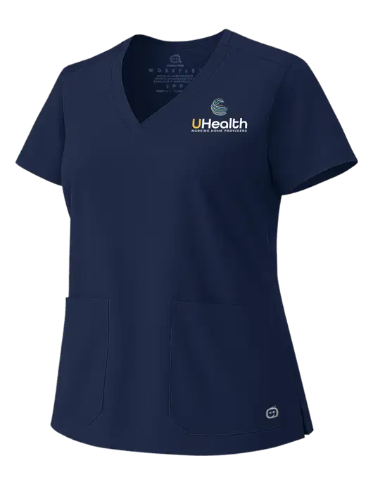 Wink Navy Womens WorkFlex V-Neck Top w/Uhealth Logo