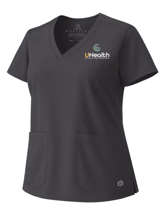 Wink Pewter Womens WorkFlex V-Neck Top w/Uhealth Logo