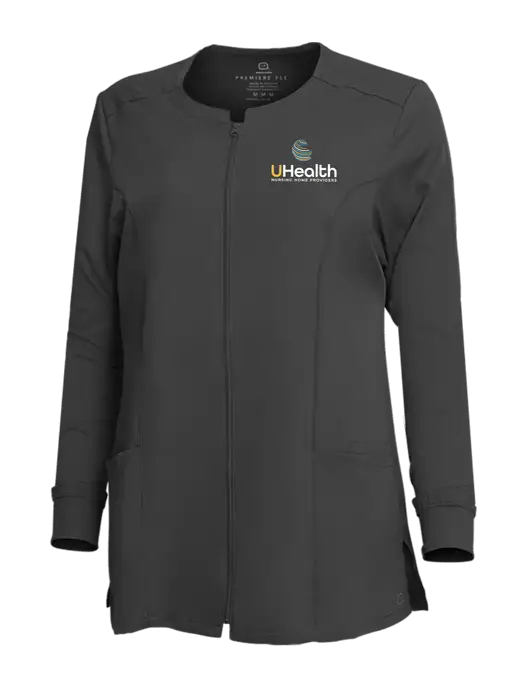 Wink Pewter Womens Premiere Flex Full-Zip Scrub Jacket w/Uhealth Logo