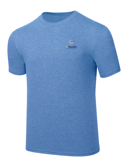 Simply Soft Carolina Blue Frost 4.5oz  Poly/Combed Ring Spun Cotton T-Shirt w/Uhealth Logo