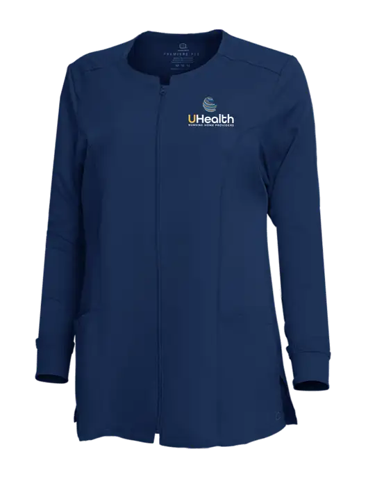 Wink Navy Womens Premiere Flex Full-Zip Scrub Jacket w/Uhealth Logo