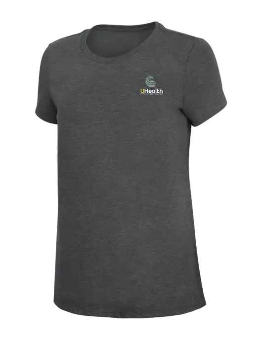 Womens Simply Soft Charcoal 4.5oz Poly/Combed Ring Spun Cotton T-Shirt w/Uhealth Logo