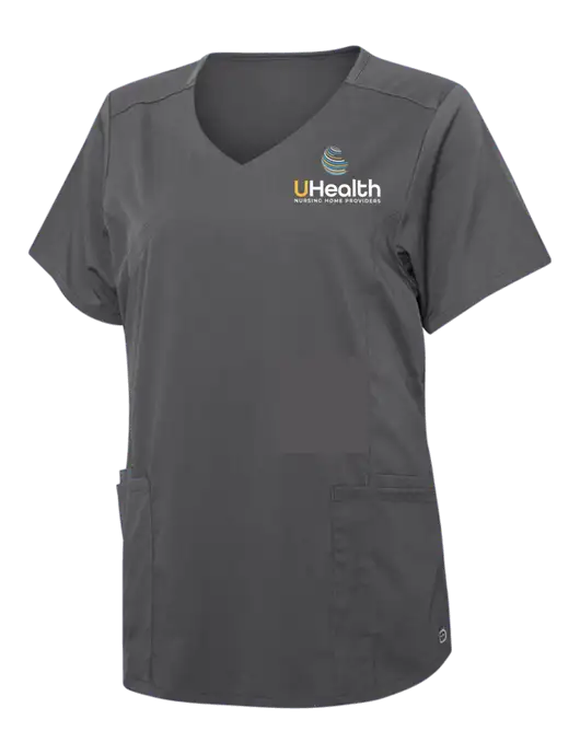 Wink Pewter Womens Premiere Flex Mock Wrap Top w/Uhealth Logo